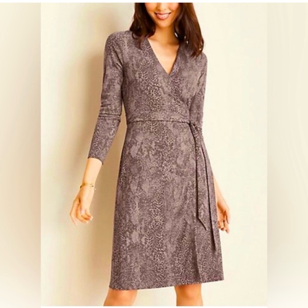 ANN TAYLOR Snakeprint wrap dress, sz 10 petite